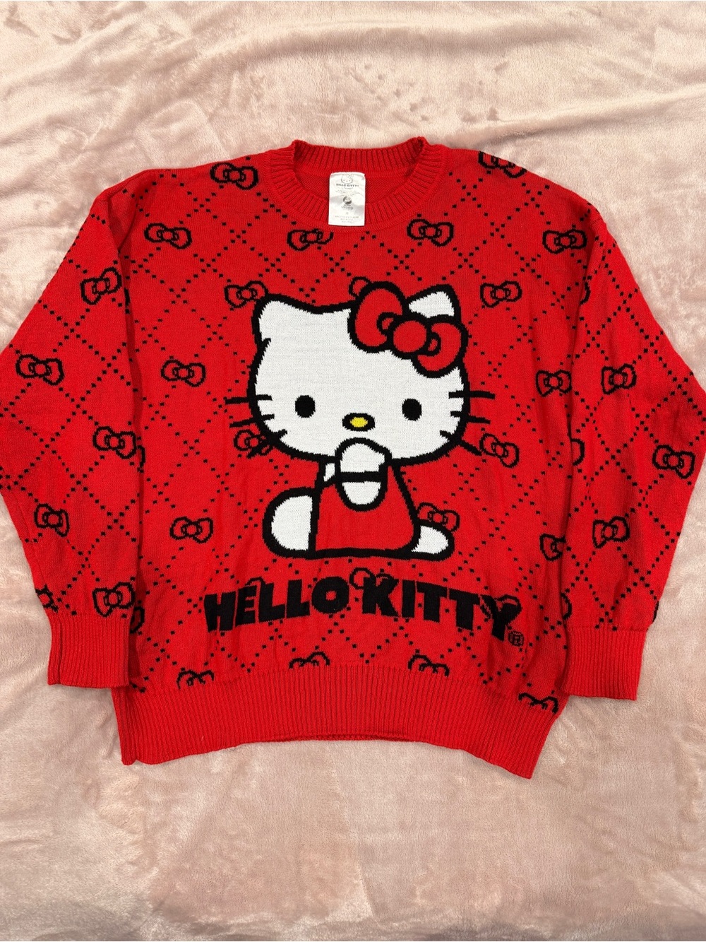 Hello Kitty Red Graphic Knit Sweater Size M